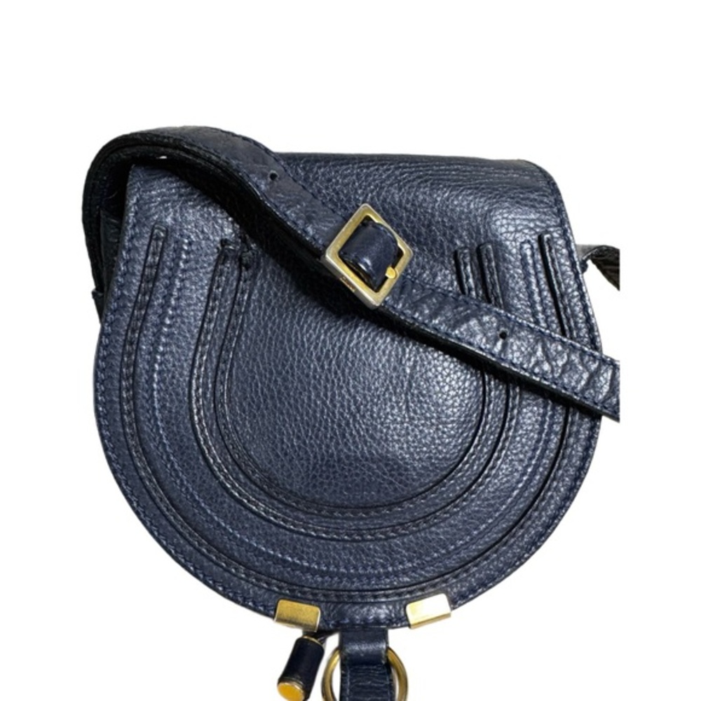 Chloé Small Marcie Round Crossbody Royal Navy | Calfskin Leather Made Italy